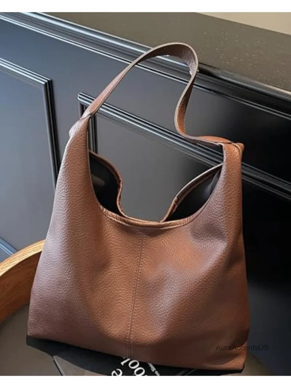 Faux Leather Hobo Shoulder Bag Tote Handbag